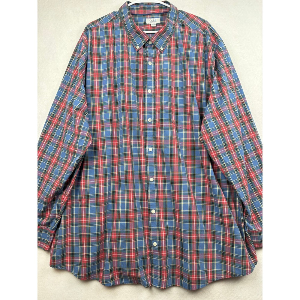 Croft & Barrow Button Down Shirt Mens 4XB Plaid Classic‎ Big & Tall